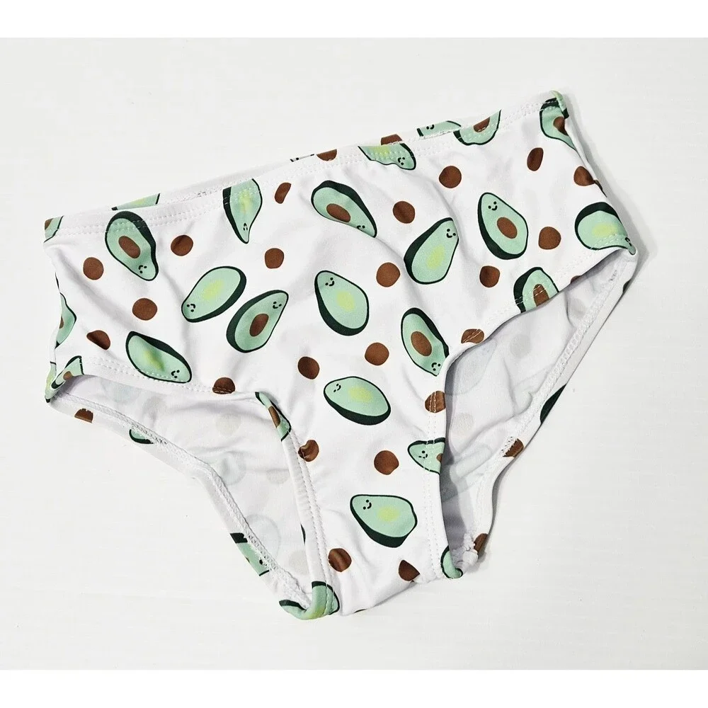 Girl's Avocado Print Bikini 2 pc Set One Shoulder High Waist Size 6/7 NWT